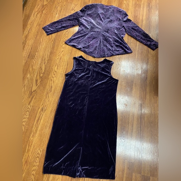 Vintage 80’s 90’s Velvet Dress & Vintage Jacket Set Royal Purple Sparkle Holiday - Picture 3 of 17